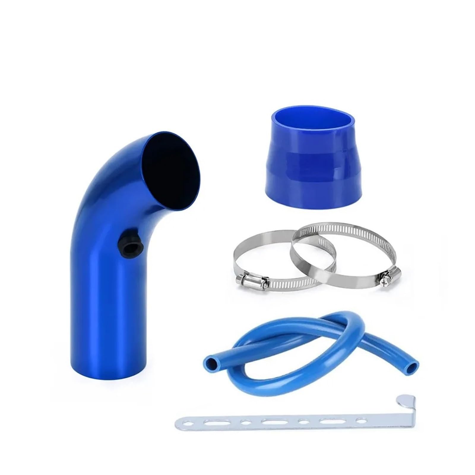 Ansaugschläuche 3" 76mm Universal Aluminium Auto Luftansaugrohr Kit 3 Zoll Rennwagen Kaltluftansaugrohr Aluminiumrohr Luftfilter(Short Blue) von QIFANB