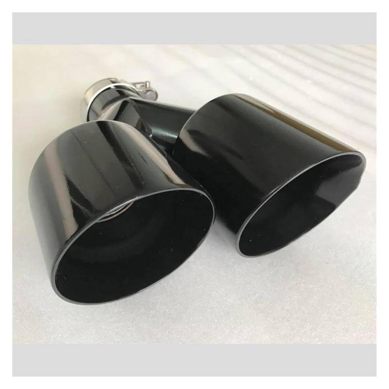 Auspuffspitze Edelstahl glänzend schwarz doppelt Universelle Autozubehör-Modifikation Automobil-Auspuffrohr-Schalldämpfer Auspuff Pfeife(63MM IN- 89MM OUT) von QIFANB