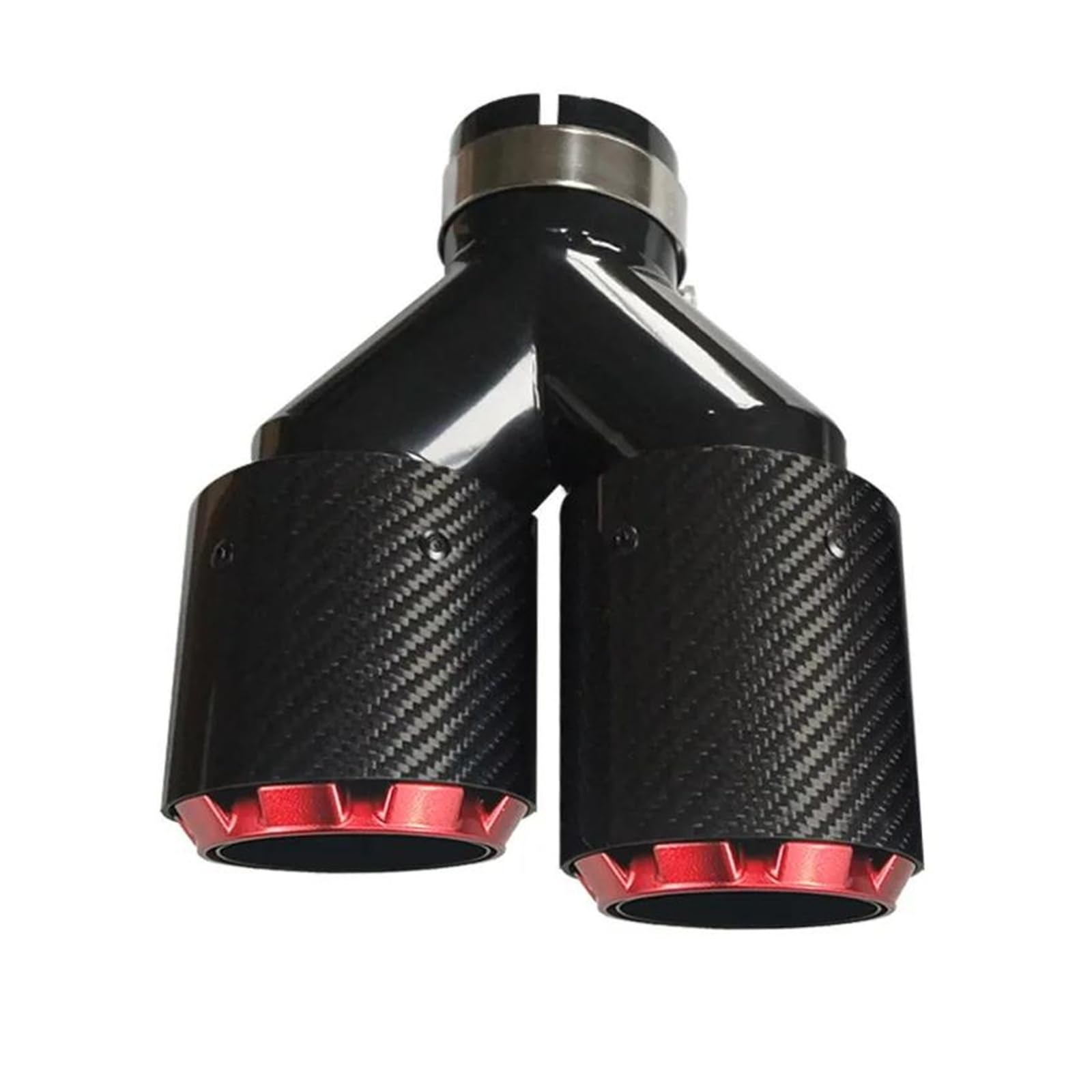 Auspuffspitze Red Carbon Gerade Auto-Schalldämpferspitze Y-Form Doppelausgang Universal-Edelstahl-Auspuffrohrschalldämpfer In Verschiedenen Größen Auspuff Pfeife(In 63mm Out 89mm) von QIFANB