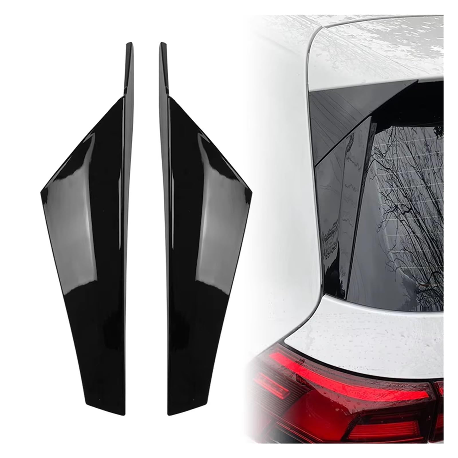 Auto Heckflügel Für VW Für Golf 8 MK8 2020-2021 Auto Heckscheibe Spoiler Seite Flügel Trim Abdeckung Dekoration Carbon Faser/Glanz Schwarz Auto-Heckspoiler von QIFANB