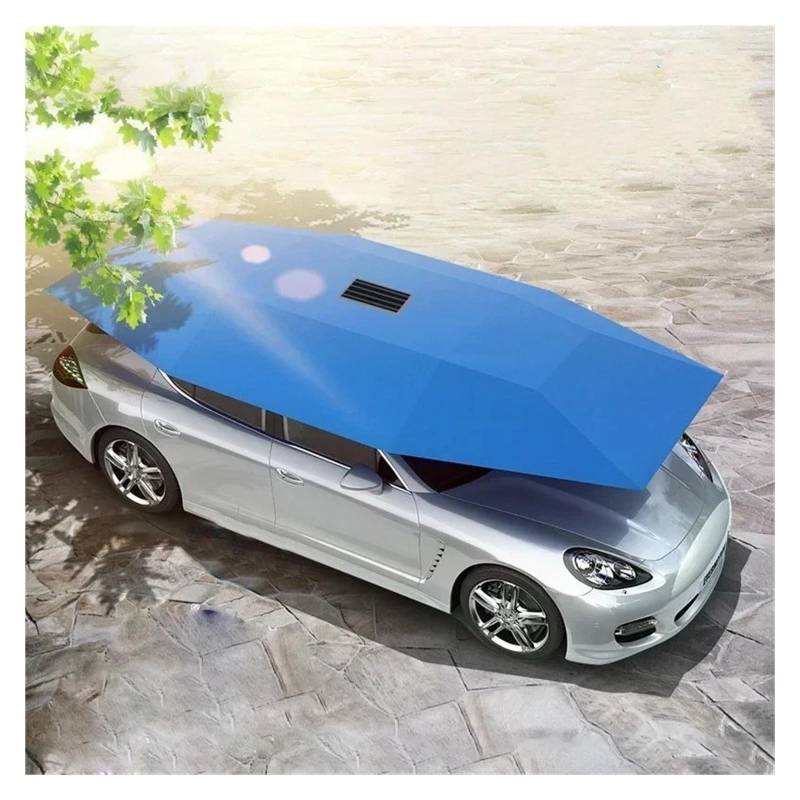 Auto Sonnenblende 5,0/4,6 M Solarenergie Vollautomatischer Mobiler Auto-Schuppen-Sonnenschirm-Schutz Sonnenschutz-Klappabdeckung Hagelschutz-Regenschirm Auto Sichtschutz Fenster(5m solar energ Blue) von QIFANB