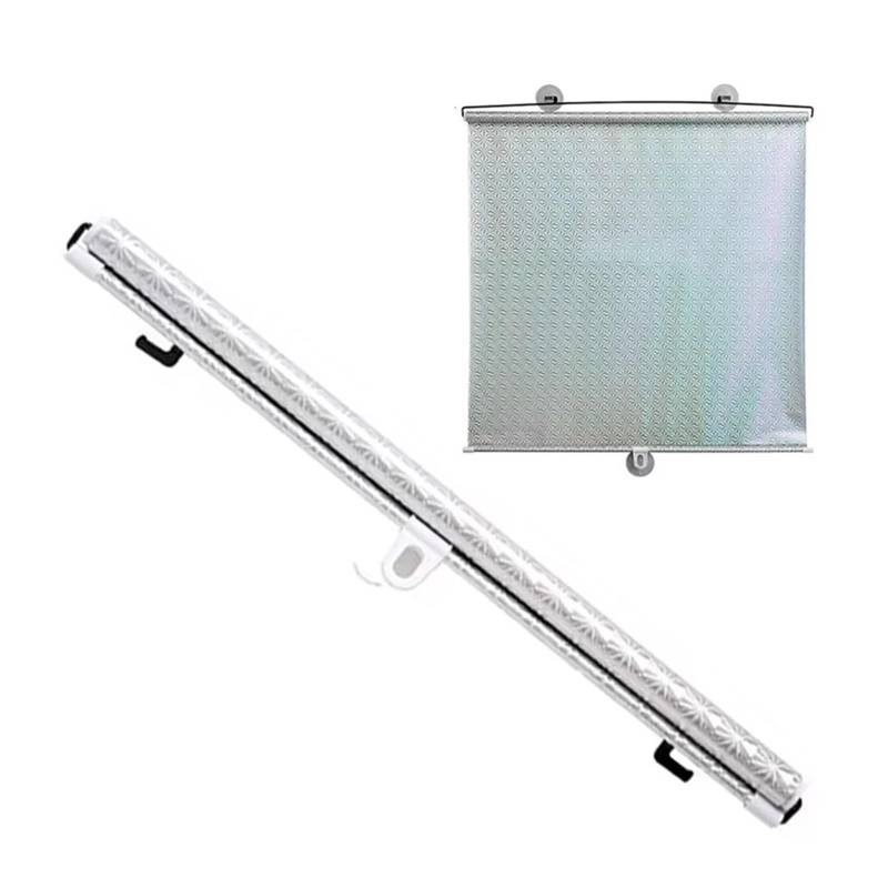 Auto Sonnenblende Auto-Windschutzscheiben-Sonnenschutzrollos Autofenster Versenkbarer Sommerschutz Wärmedämmvorhang Vorne Hinten Schattierung Auto Sichtschutz Fenster(Silver 40X125cm) von QIFANB