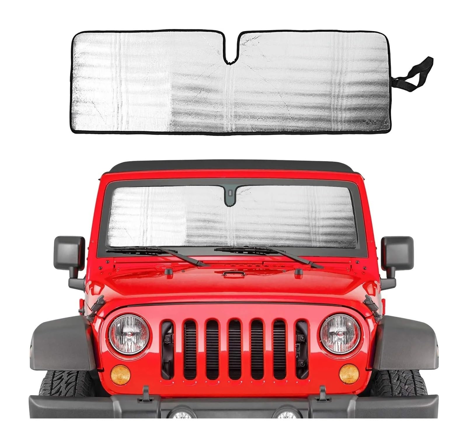 Auto Sonnenblende Windschutzscheiben-Sonnenschutz Für Jeep Für Wrangler TJ JK Für JKU 1997 2014 2015 2016 2017-2018 Sonnenschirme, Hitzeschild, Aluminiumfolie Auto Sichtschutz Fenster von QIFANB