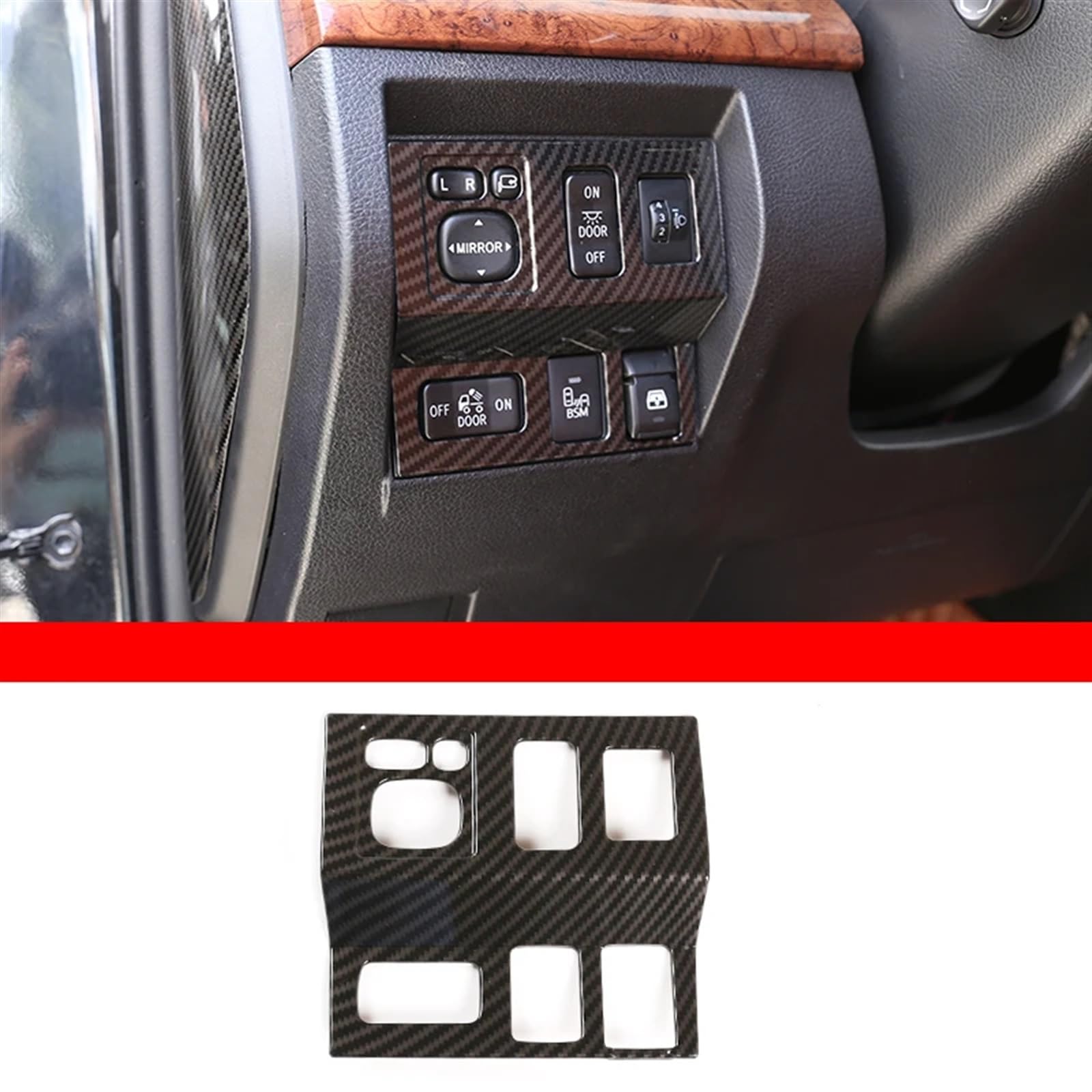 Automobilinnenraum Für Toyota Für Tundra 2014 2015 2016 2017-2021 Fensterheber Schalter Dashboard Trim Navigation Panel Rahmen Abdeckung ABS Carbon Faser Innenleisten Zubehör Den Autoinnenraum(19) von QIFANB