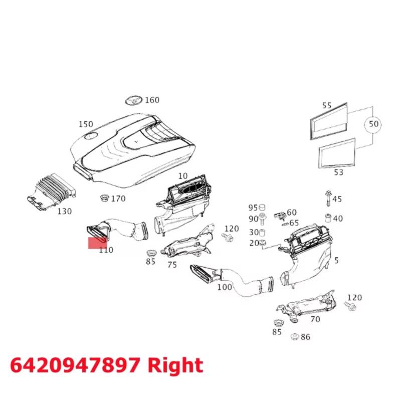 ANSAUGROHR Für Benz S 350 Für BLUETEC/D Für 4-MATIC 6420947797 6420947897 A6420947797 A6420947897 Diesel Luft Ansaugrohr Schlauch Ansaugschlauch(6420947897 R) von QILINGS