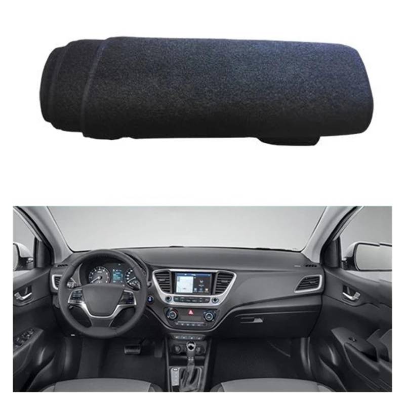 Armaturenbrett Pad Teppich Für Hyundai Für Solaris 2 Für Accent Für Verna 2017 2018 2019 2020 Sonnenschutz Teppich Auto Innere Dashmat Dash Matte Armaturenbrett Abdeckung Teppich Dashmat(LHD Black) von QILINGS