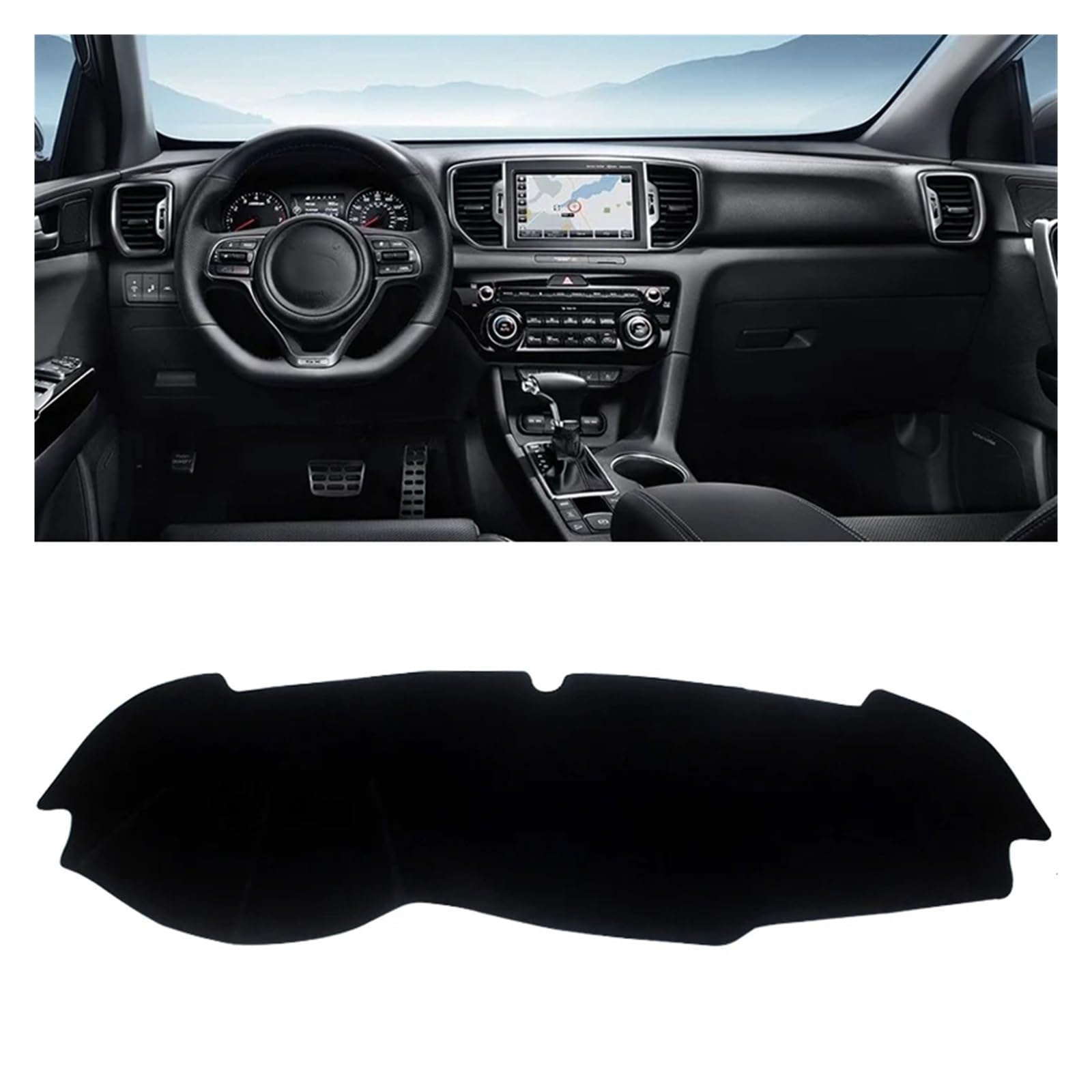 Armaturenbrett Pad Teppich Für Kia Für Sportage 4 QL 2016 2017 2018 2019 2020 Auto Armaturenbrettabdeckung Armaturenbrettmatte Sonnenschutz Instrumententafel Teppiche Zubehör Teppich Dashmat(Black bor von QILINGS