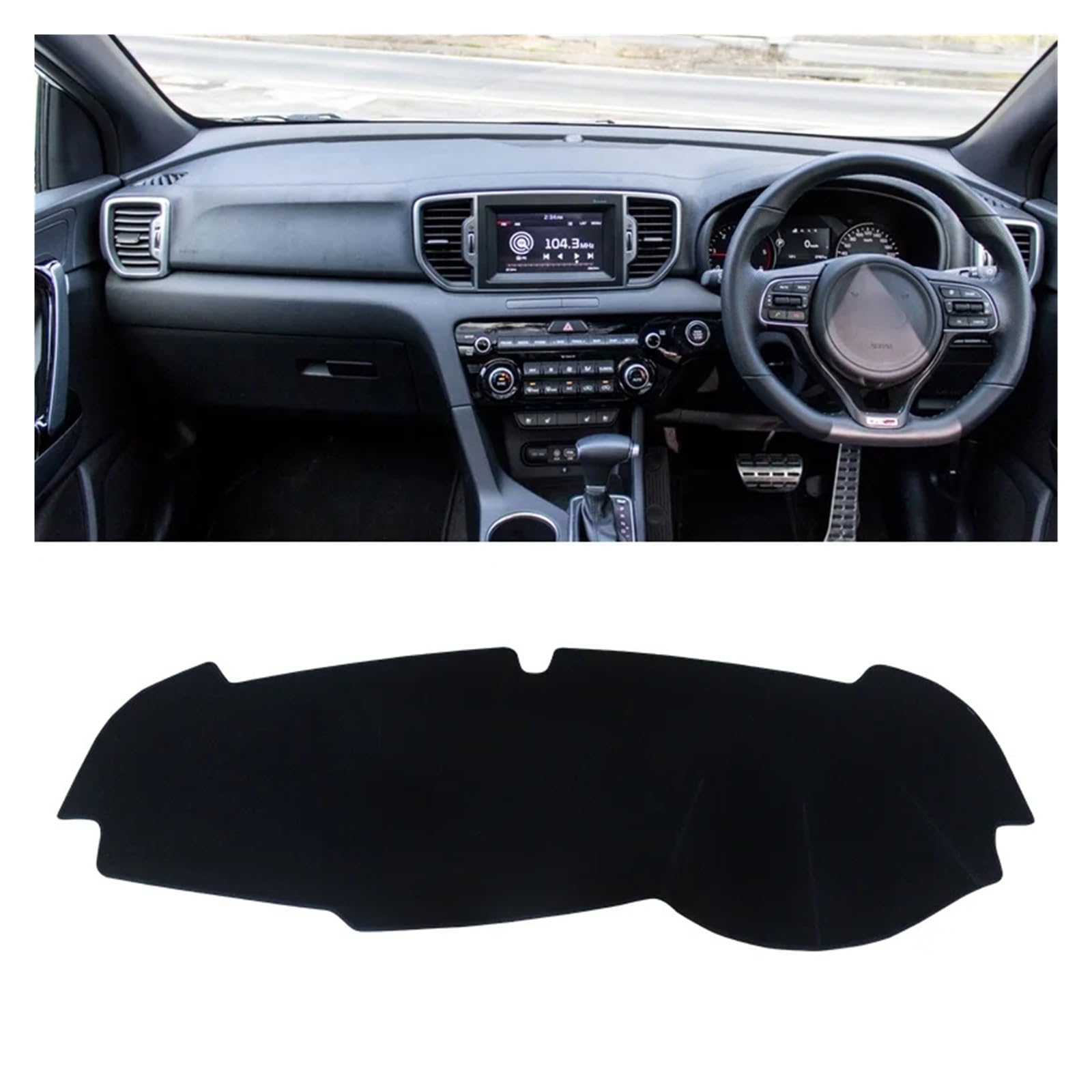 Armaturenbrett Pad Teppich Für Kia Für Sportage 4 QL 2016 2017 2018 2019 2020 Auto Armaturenbrettabdeckung Armaturenbrettmatte Sonnenschutz Instrumententafel Teppiche Zubehör Teppich Dashmat(Black bor von QILINGS