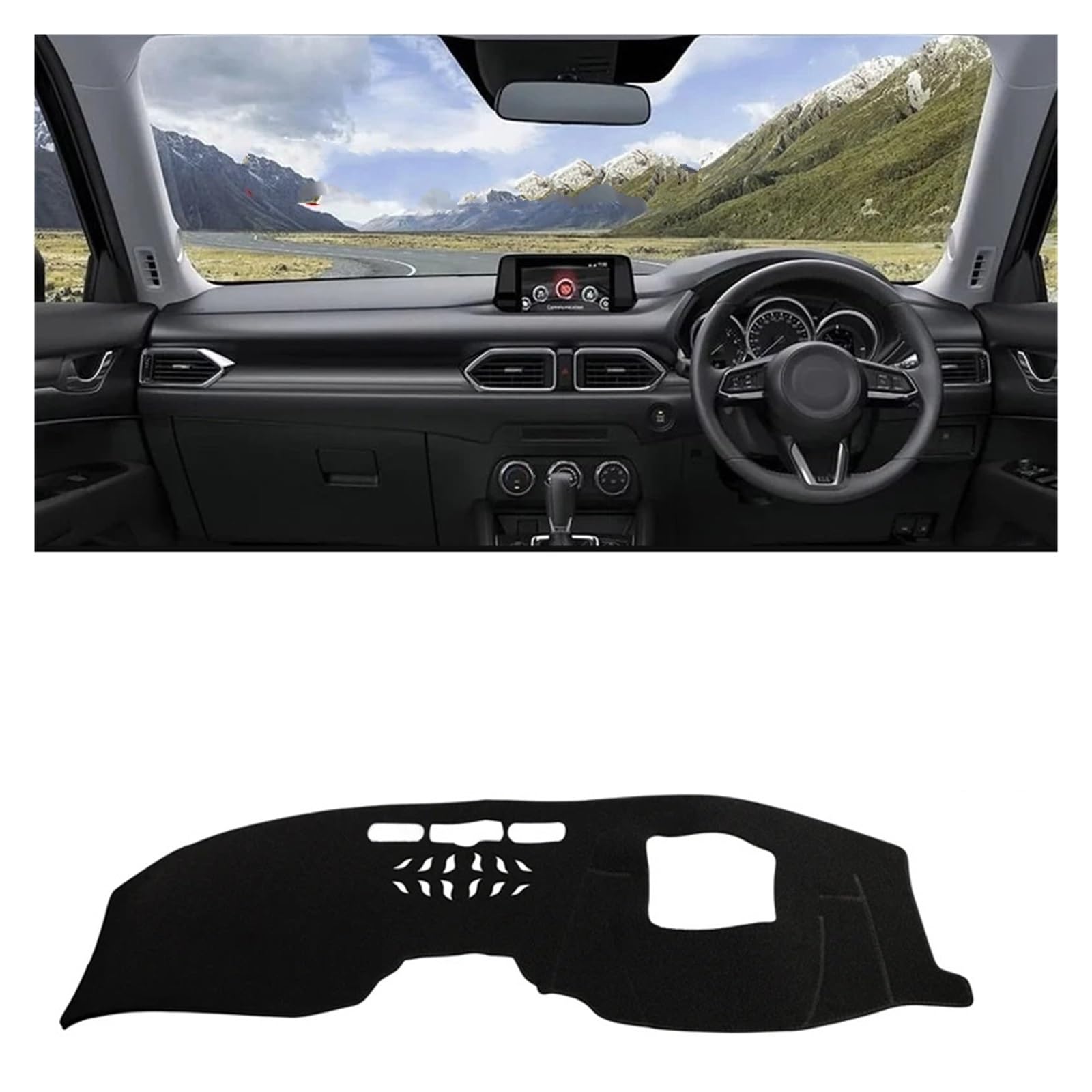 Armaturenbrett Pad Teppich Für Mazda CX-5 CX5 KF 2017 2018 2019 2020 2021 2022 2023 Auto Armaturenbrett Sonnenschutz Abdeckung Instrument Schreibtisch Rutschfeste Matte Teppich Dashmat(RHD With HUD Bl von QILINGS