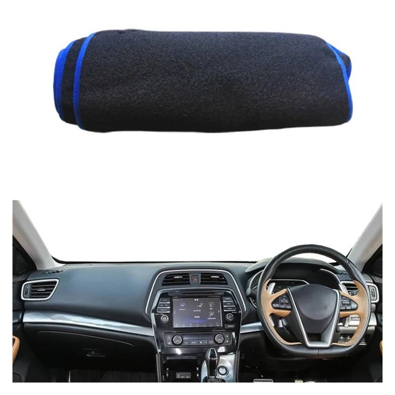 Armaturenbrett Pad Teppich Für Nissan Für Maxima 2016-2023 Auto Sonnenschutz DashMat Anti-UV Anti-Sonne Teppich Pad Kissen Auto Dashboard Abdeckung Teppich Armaturenbrett Matte Teppich Dashmat(RHD Blu von QILINGS