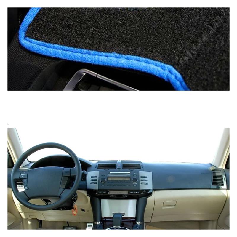 Armaturenbrett Pad Teppich Für Toyota Für MARK X 2004 - 2009 Für Reiz 2005 - 2009 Auto Sonnenschutz Anti-Sonne Auto Armaturenbrett Abdeckung Armaturenbrett Matte Teppich Cape Teppich Dashmat(Blue LHD) von QILINGS