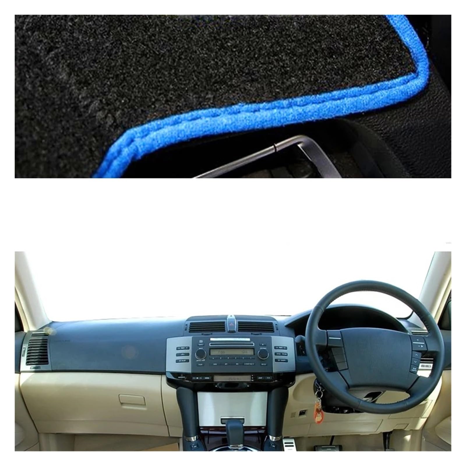 Armaturenbrett Pad Teppich Für Toyota Für MARK X 2004 - 2009 Für Reiz 2005 - 2009 Auto Sonnenschutz Anti-Sonne Auto Armaturenbrett Abdeckung Armaturenbrett Matte Teppich Cape Teppich Dashmat(Blue RHD) von QILINGS