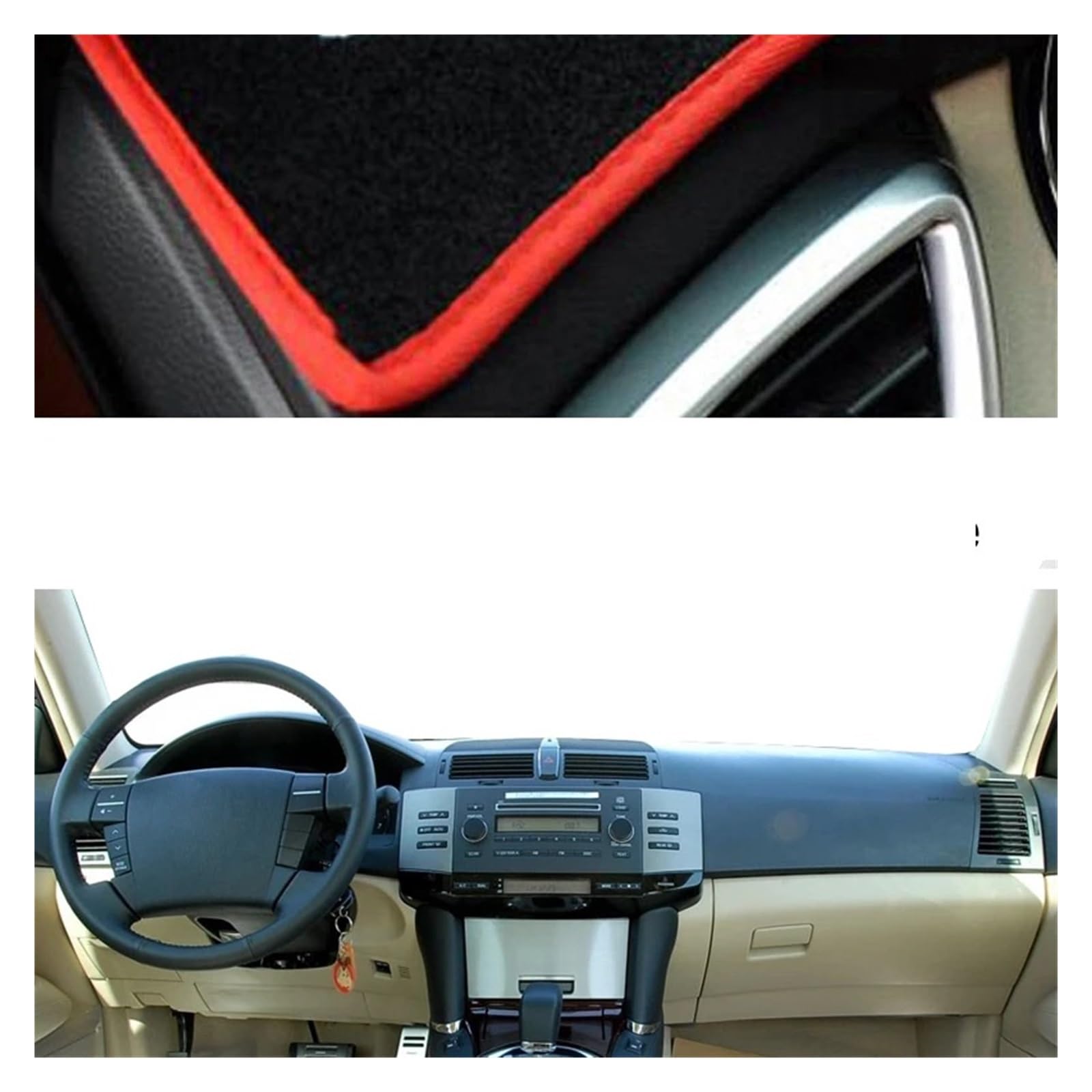 Armaturenbrett Pad Teppich Für Toyota Für MARK X 2004 - 2009 Für Reiz 2005 - 2009 Auto Sonnenschutz Anti-Sonne Auto Armaturenbrett Abdeckung Armaturenbrett Matte Teppich Cape Teppich Dashmat(Red LHD) von QILINGS