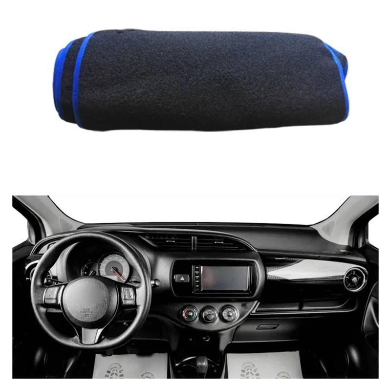 Armaturenbrett Pad Teppich Für Toyota Für Vitz 2018 2019 2020 Auto Sonnenschutz DashMat Anti-Uv Anti-sonne Teppich Pad Kissen Auto Dashboard Abdeckung Teppich Dash Matte Teppich Dashmat(LHD Blue Edge) von QILINGS