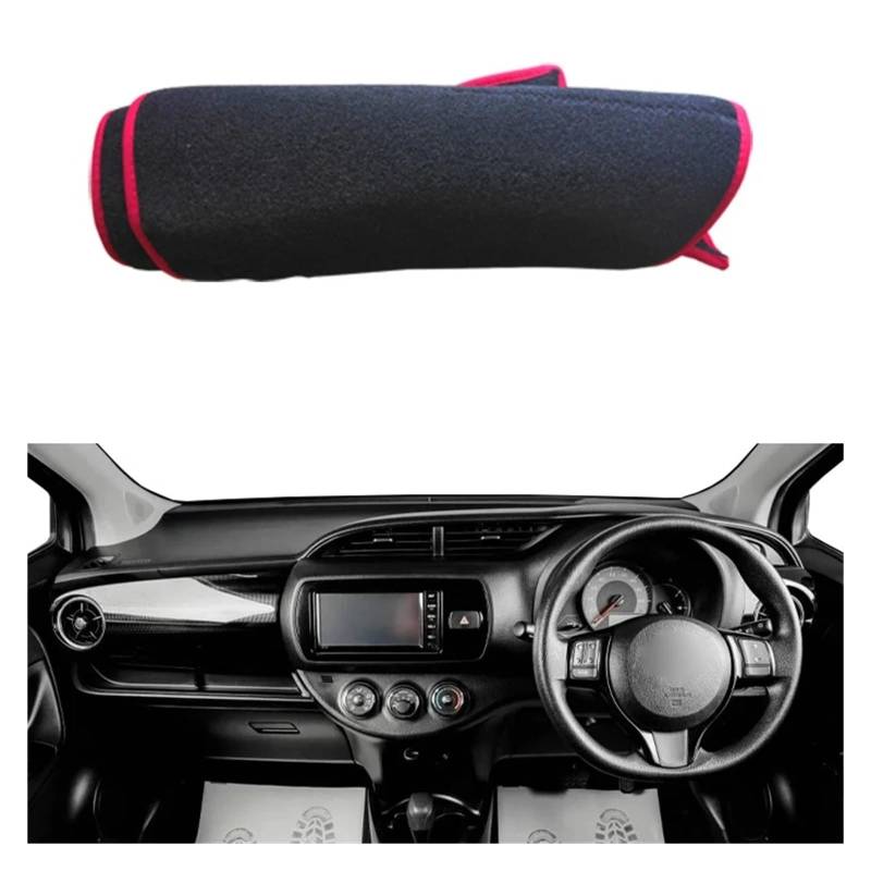 Armaturenbrett Pad Teppich Für Toyota Für Vitz 2018 2019 2020 Auto Sonnenschutz DashMat Anti-Uv Anti-sonne Teppich Pad Kissen Auto Dashboard Abdeckung Teppich Dash Matte Teppich Dashmat(RHD Red Edge) von QILINGS