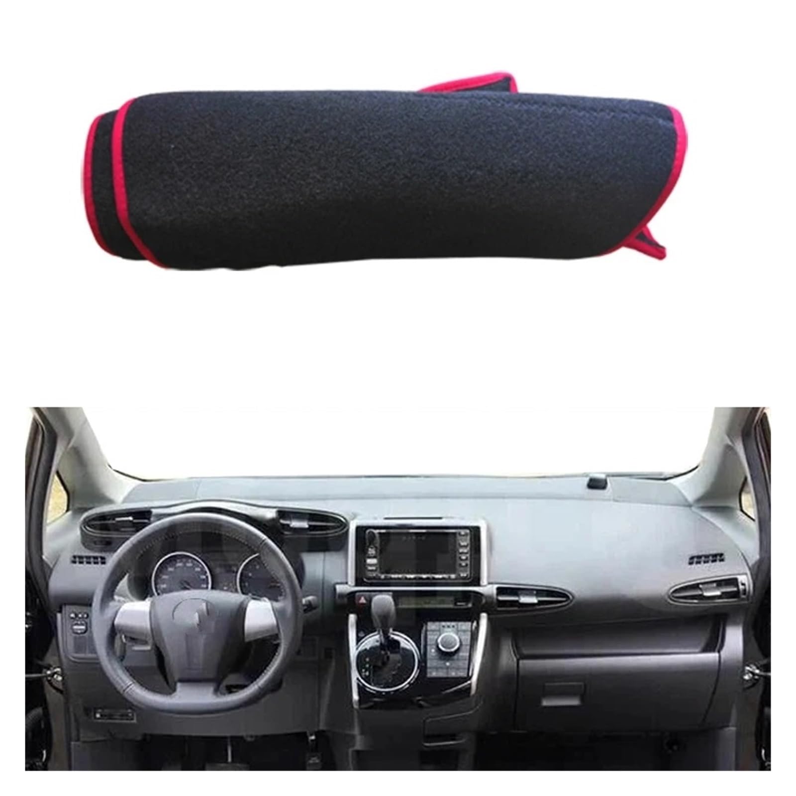 Armaturenbrett Pad Teppich Für Toyota Für Wunsch 2010 2011 2012 2013 2014 2015 2016 2017 2018 Dashmat Sonnenschutz Auto Innere Dashboard Abdeckung Dash Matte teppich Teppich Dashmat(LHD Red Edge) von QILINGS