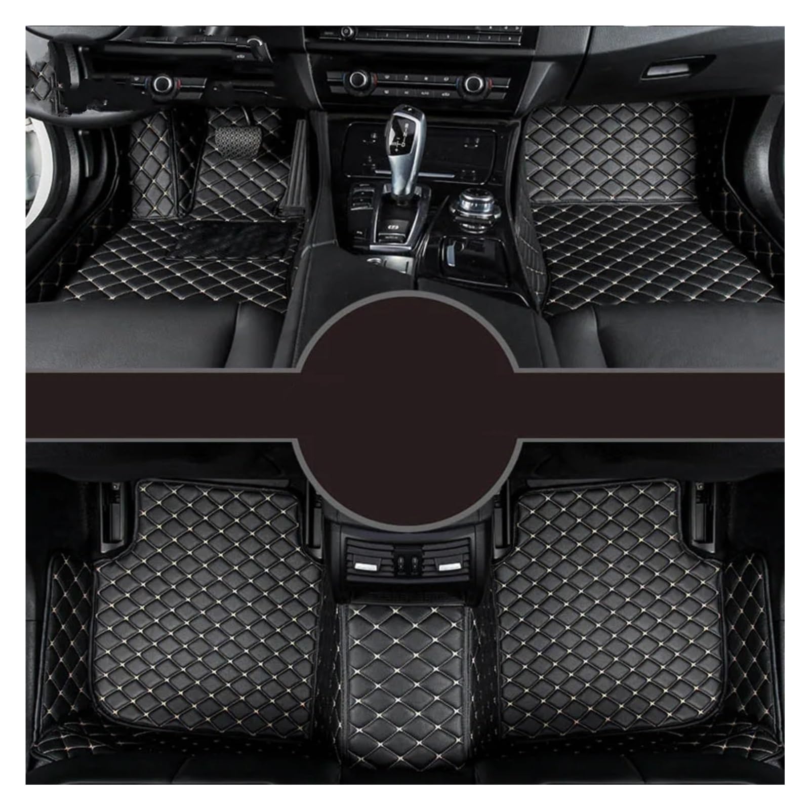 Auto Fußmatten Für Volvo S90 2016-2023 Auto Teppiche Fuß Coche Zubehör Custom Car Fußmatten Autoteppiche(Black Beige) von QILINGS