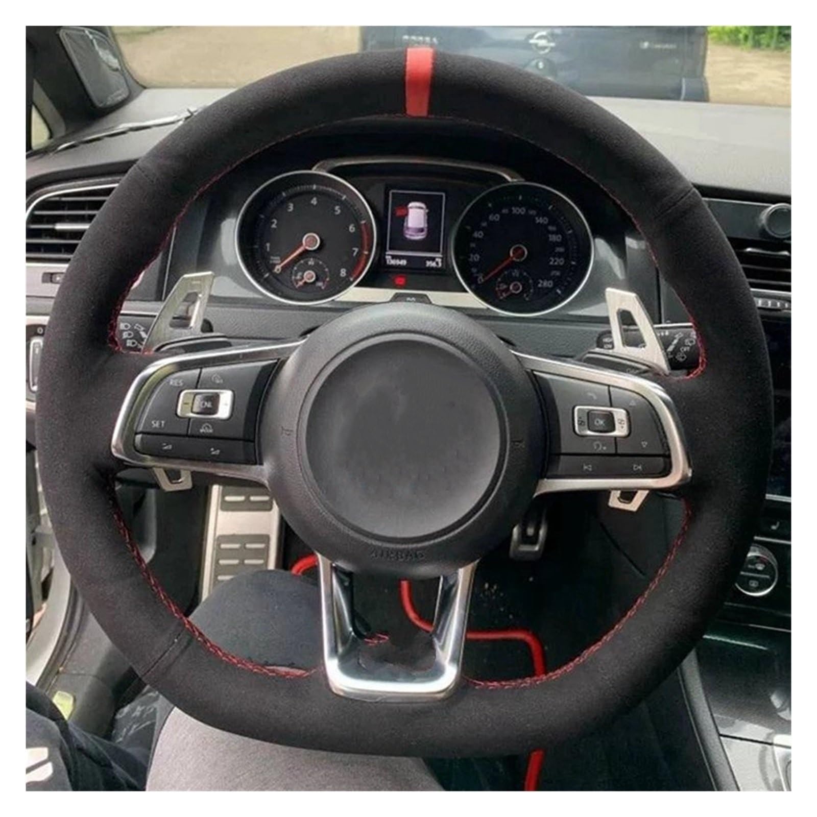 Auto Lenkradbezug Für Golf 7 Für GTI Für Golf R Auto Lenkrad Abdeckung Hand Nähen Geflecht Lenkrad Abdeckung (Farbe : Stil 6) von QILINGS