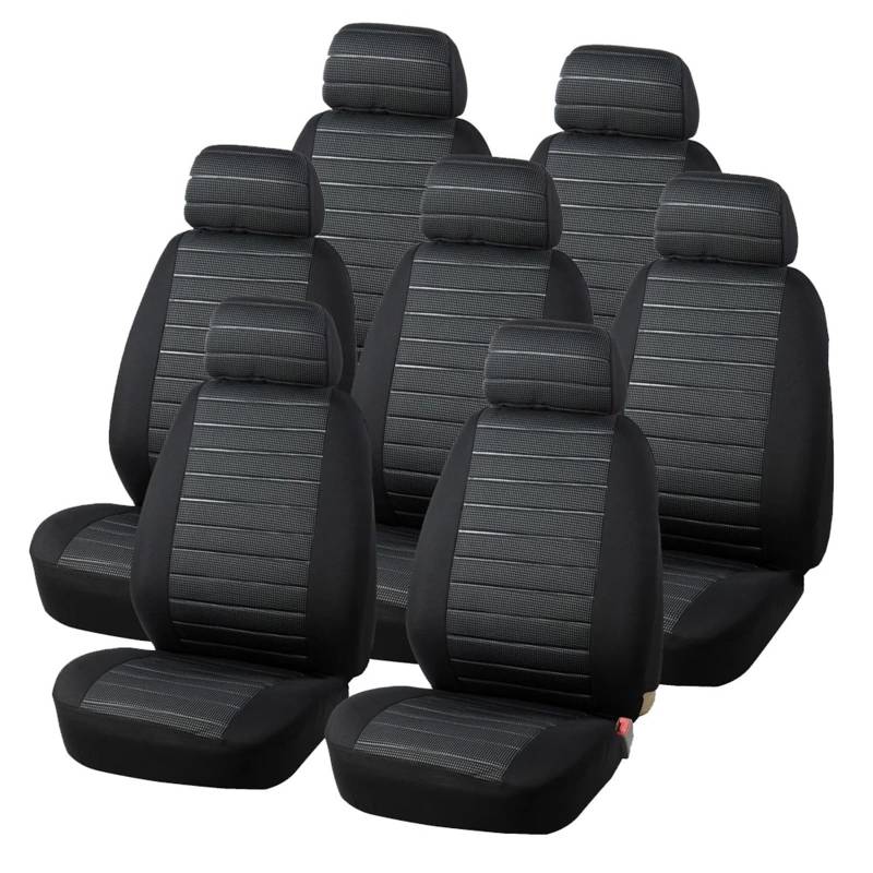 Auto Sitzbezüge 7 STÜCKE Für Peugeot 206 CC Autositzbezüge Universal Airbag Kompatibel Auto Schützen Kissen Auto Innenausstattung Sitzbezüge Auto(7Piece Gray) von QILINGS