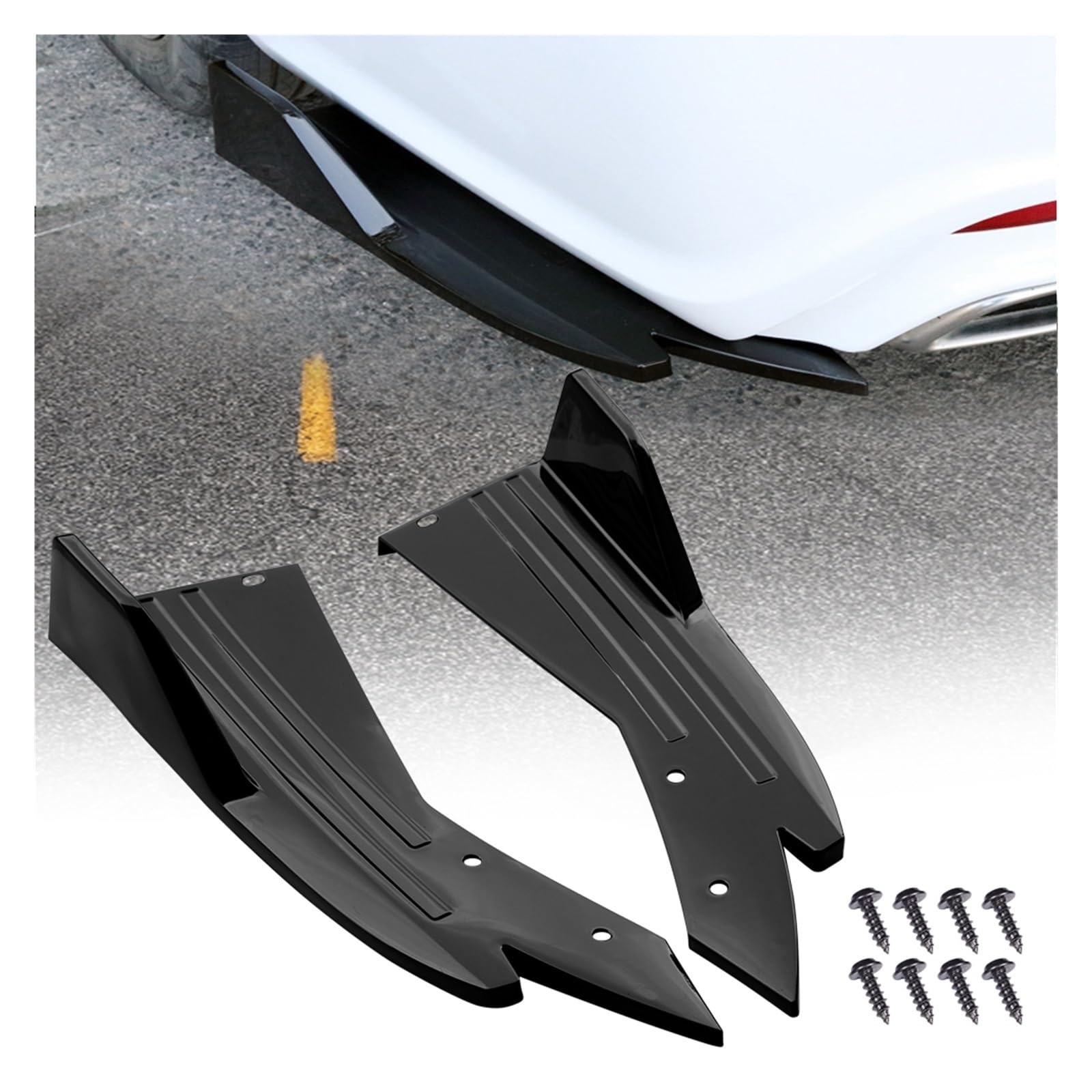 Car Body Side Rock 2 Stück Auto-Frontstoßstangen-Lippendiffusor, Vorderer Eckenrock, Seitenschweller, Rocker-Splitter-Schutz, Universal-Splitter-Canard Auto Seitenrock Splitter(Gloss Black b) von QILINGS