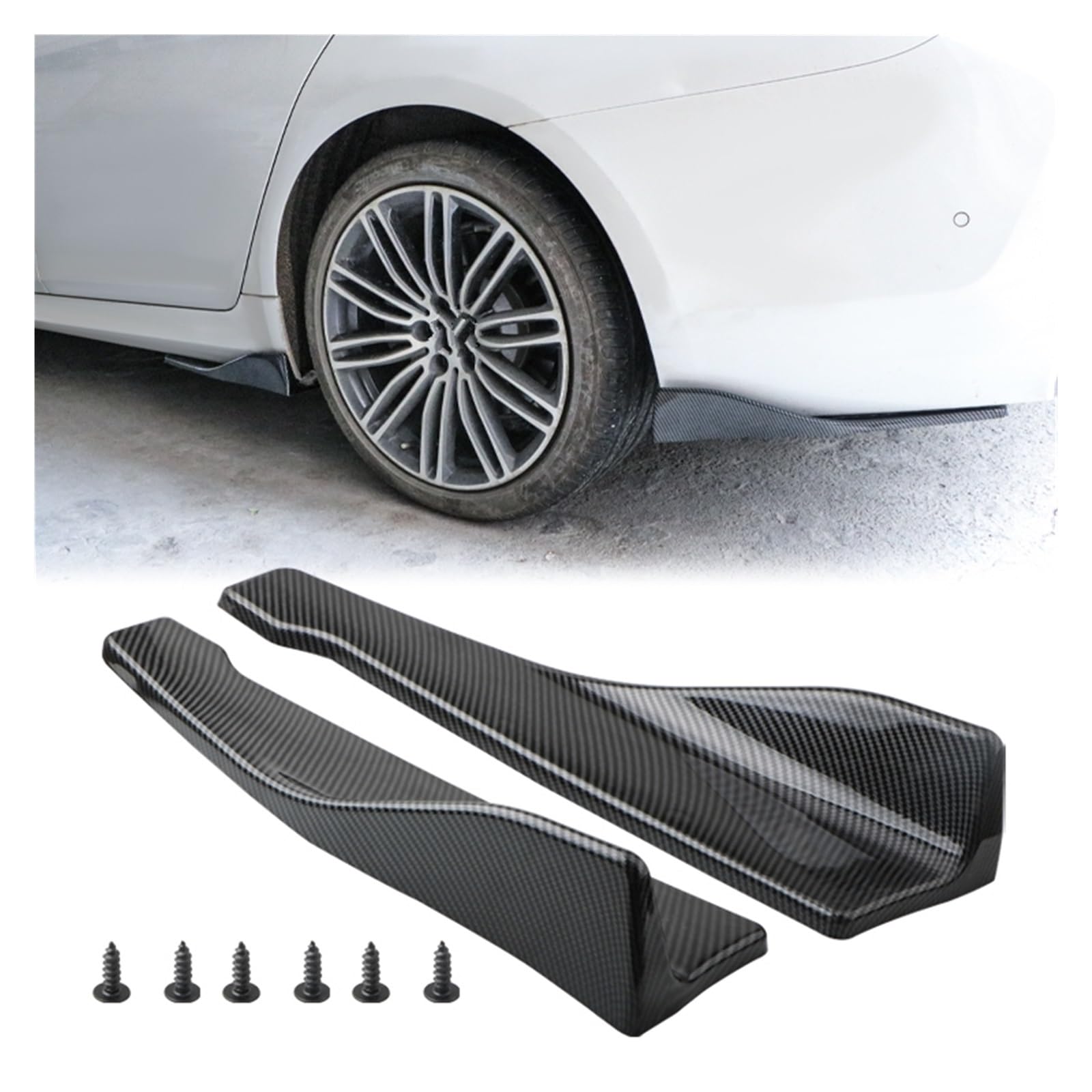 Car Body Side Rock E90 48CM Universal Länge Auto Seite Rock Bumper Spoiler Splitter Protector Scratch Zubehör Auto Seitenrock Splitter(Carbon Fiber) von QILINGS