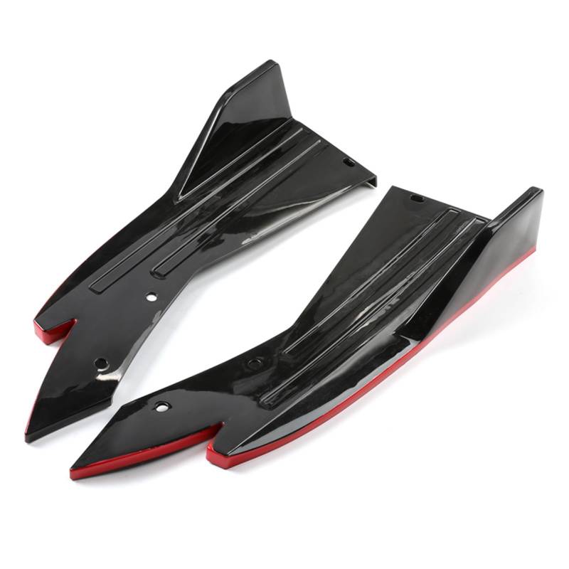 Car Body Side Rock EIN Paar Für Tesla Auto Hintere Stoßstange Lip Universal Schwarz Carbon Faser Winglet Seite Rock Spoiler Flügel Trim Splitter Auto Seitenrock Splitter(Bright Black Red) von QILINGS