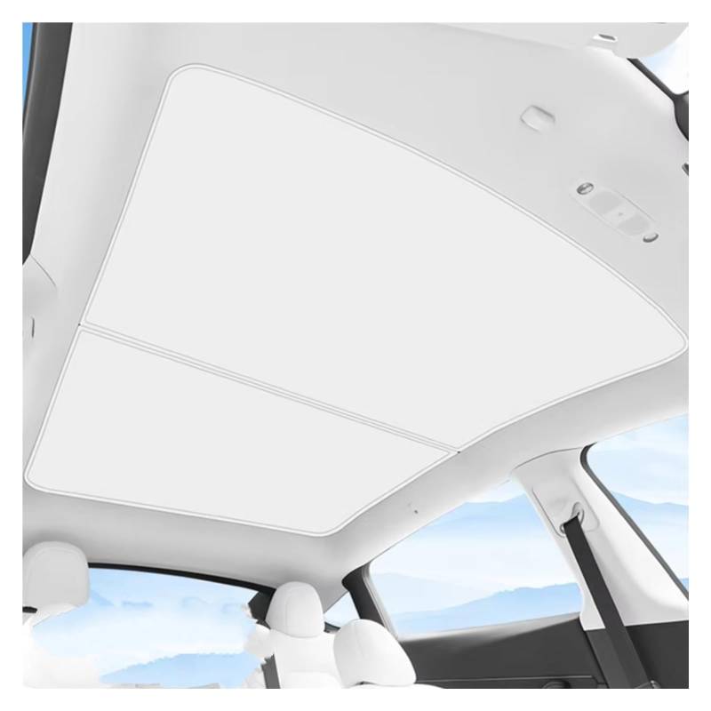 Frontscheibenabdeckung Für Tesla Für Modell 3 Y 2021-2024 Upgrade EIS Tuch Schnalle Sonnenschutz Glas Dach Sonnenschirm Vorne Hinten Schiebedach Dachfenster Sonnenschutz Seitenscheibe(Weiß) von QILINGS