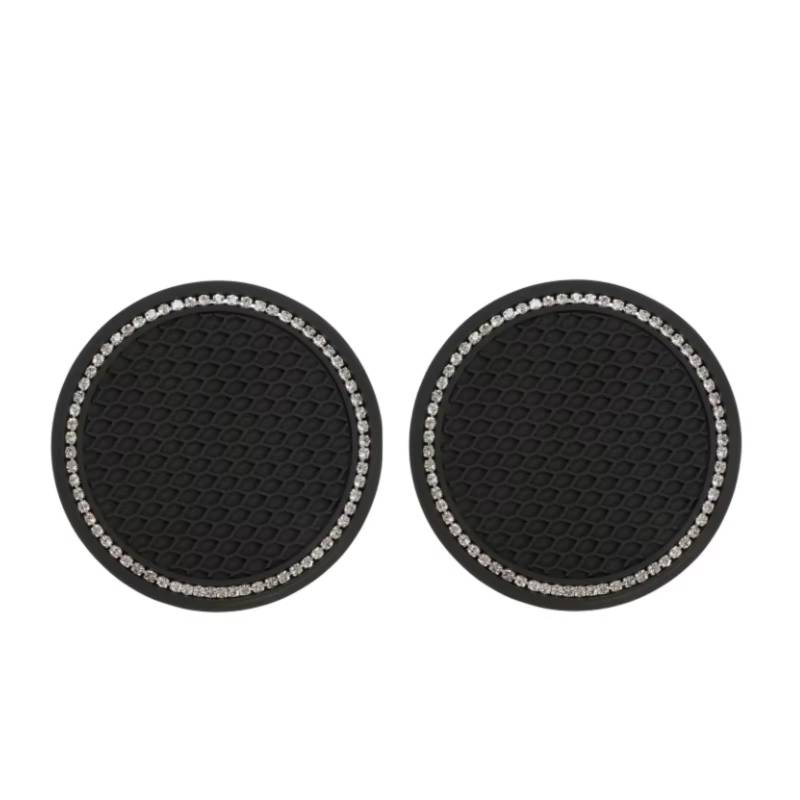 Innenzubehör 2 Stück niedliche Auto-Getränkehalter-Untersetzer-Matte mit Strasssteinen, universelles Anti-Rutsch-Automobil-Innenzubehör Auto Innenform(2 pcs) von QILINGS