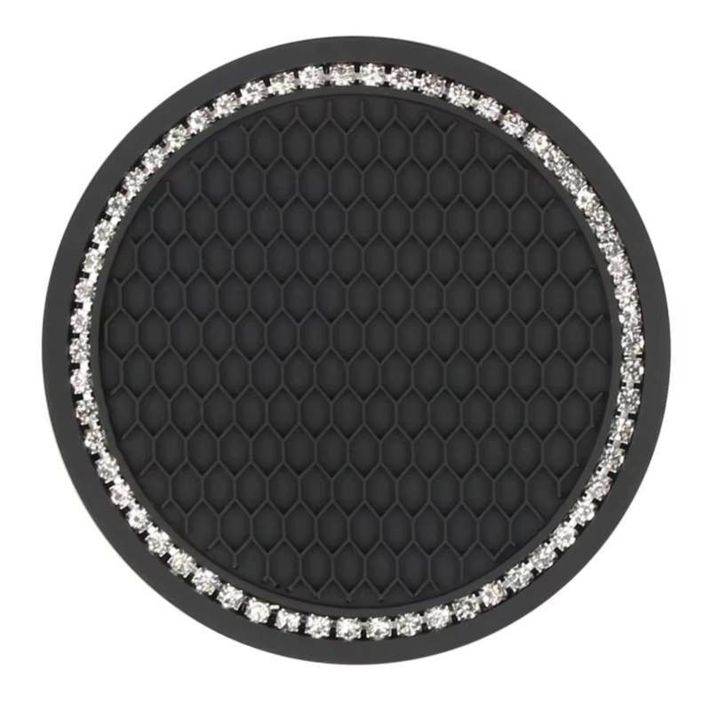 Innenzubehör Auto-Wasserbecher-Pad-Halter, rutschfeste Diamant-Strass-Gummimatte, rutschfeste Auto-Innenraum-Becherhalter Auto Innenform(Schwarz) von QILINGS