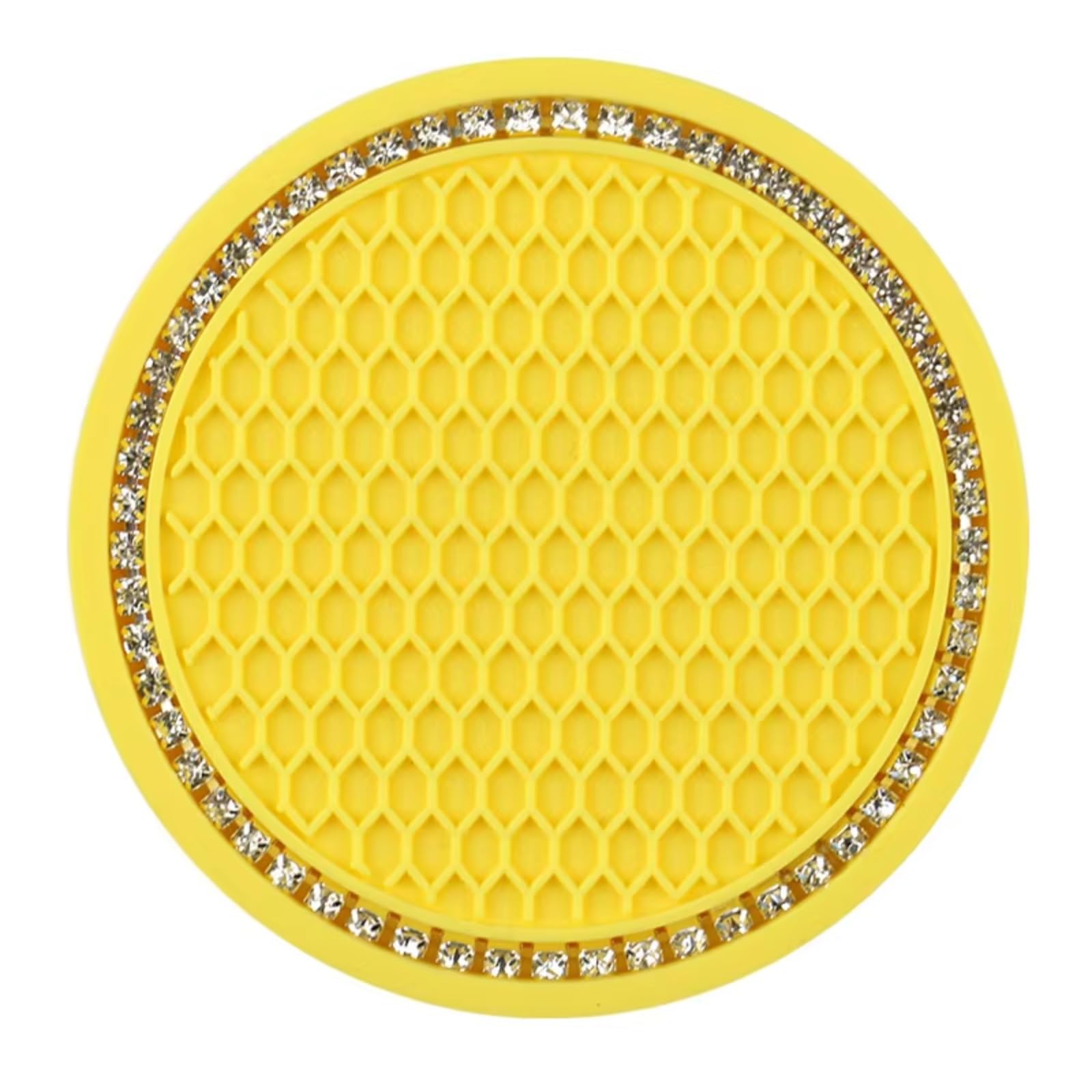 Innenzubehör Auto-Wasserbecher-Pad-Halter, rutschfeste Diamant-Strass-Gummimatte, rutschfeste Auto-Innenraum-Becherhalter Auto Innenform(Yellow) von QILINGS