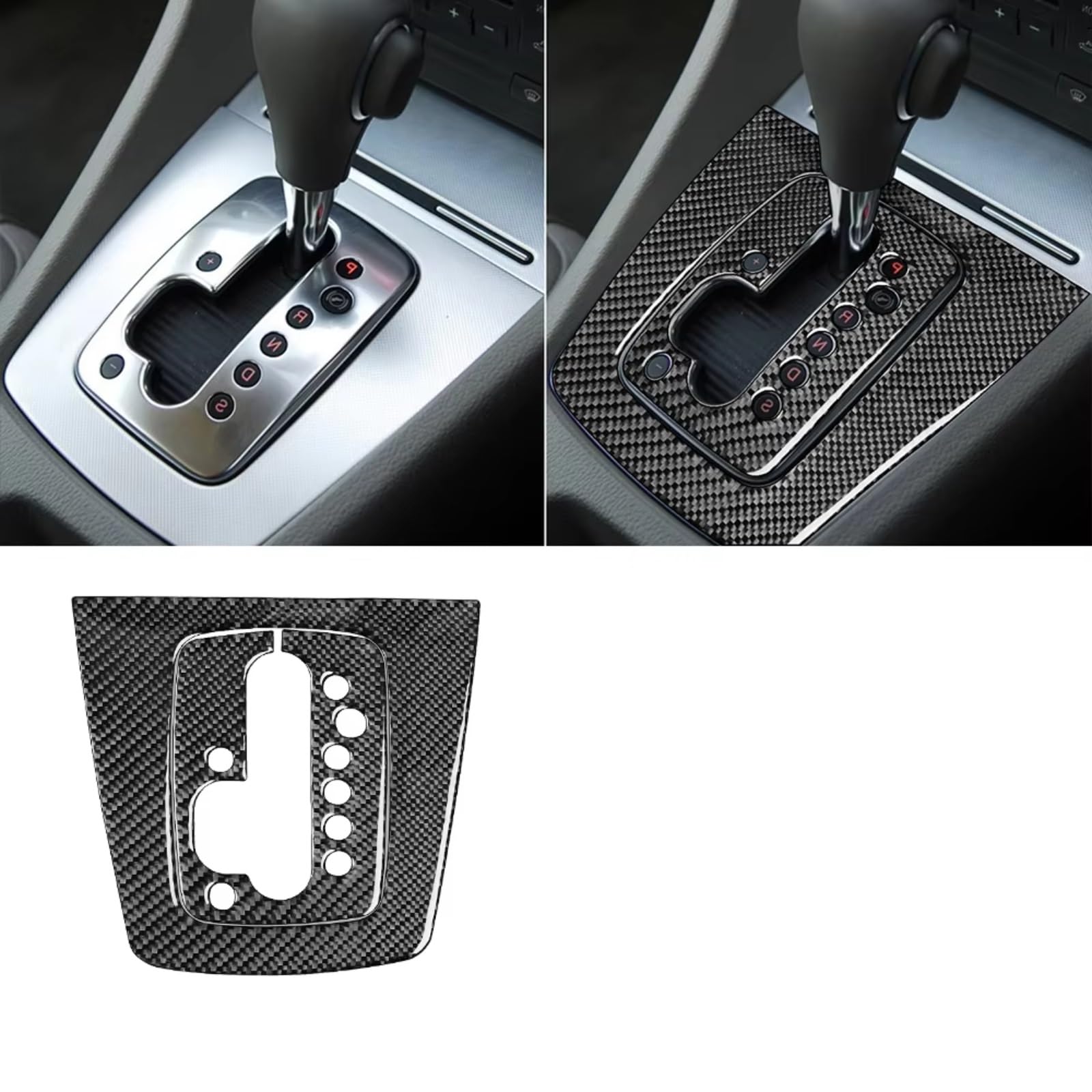 Innenzubehör Für A4 S4 B7 2005-2008 Autozubehör Real Carbon Fiber Schalthebel Panel Set Abdeckung Trim Auto Innenform(Automatic gear E) von QILINGS