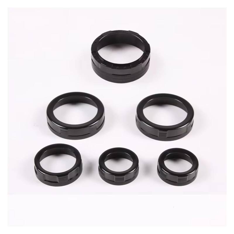 Innenzubehör Für Ford Für Maverick 2022-2024 XL Für XLT Für Kit 5 stücke Aluminium Center Konsole Volumen Knopf Ring abdeckung Auto Innenform(Black 6PCS) von QILINGS