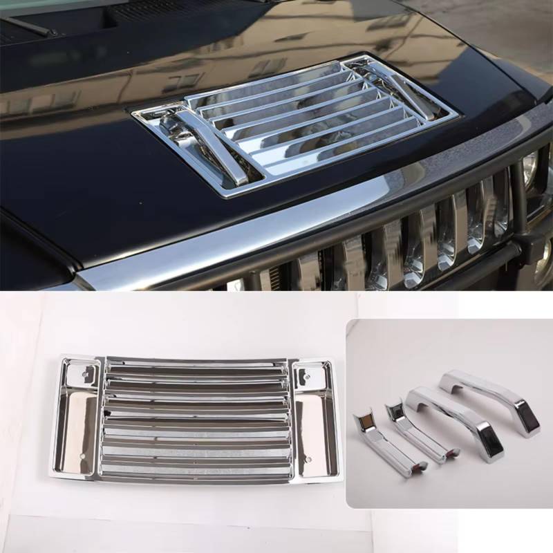 Innenzubehör Für Hummer H2 2003-2009 ABS Chrom Haube Deck Vent Panel Griff Abdeckungen Trim Auto Innenform(Silver-5pcs) von QILINGS