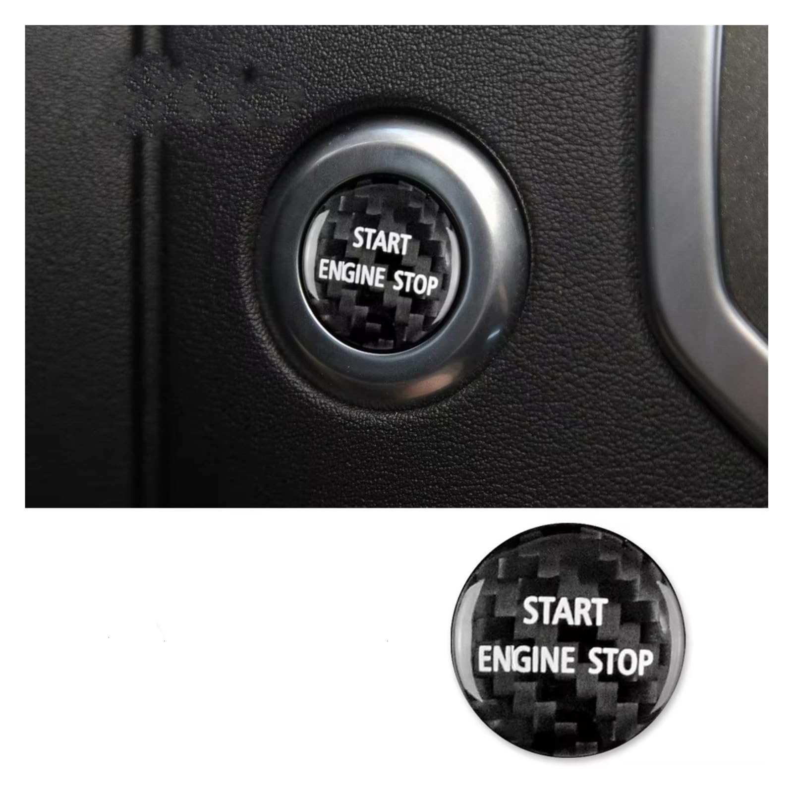 Innenzubehör Für Land Für Rover Für Discovery 4 2009-2019 Motor-Start-Stopp-Taste Aufkleber Hartkohlefaser Auto Innenform(Black Carbon) von QILINGS