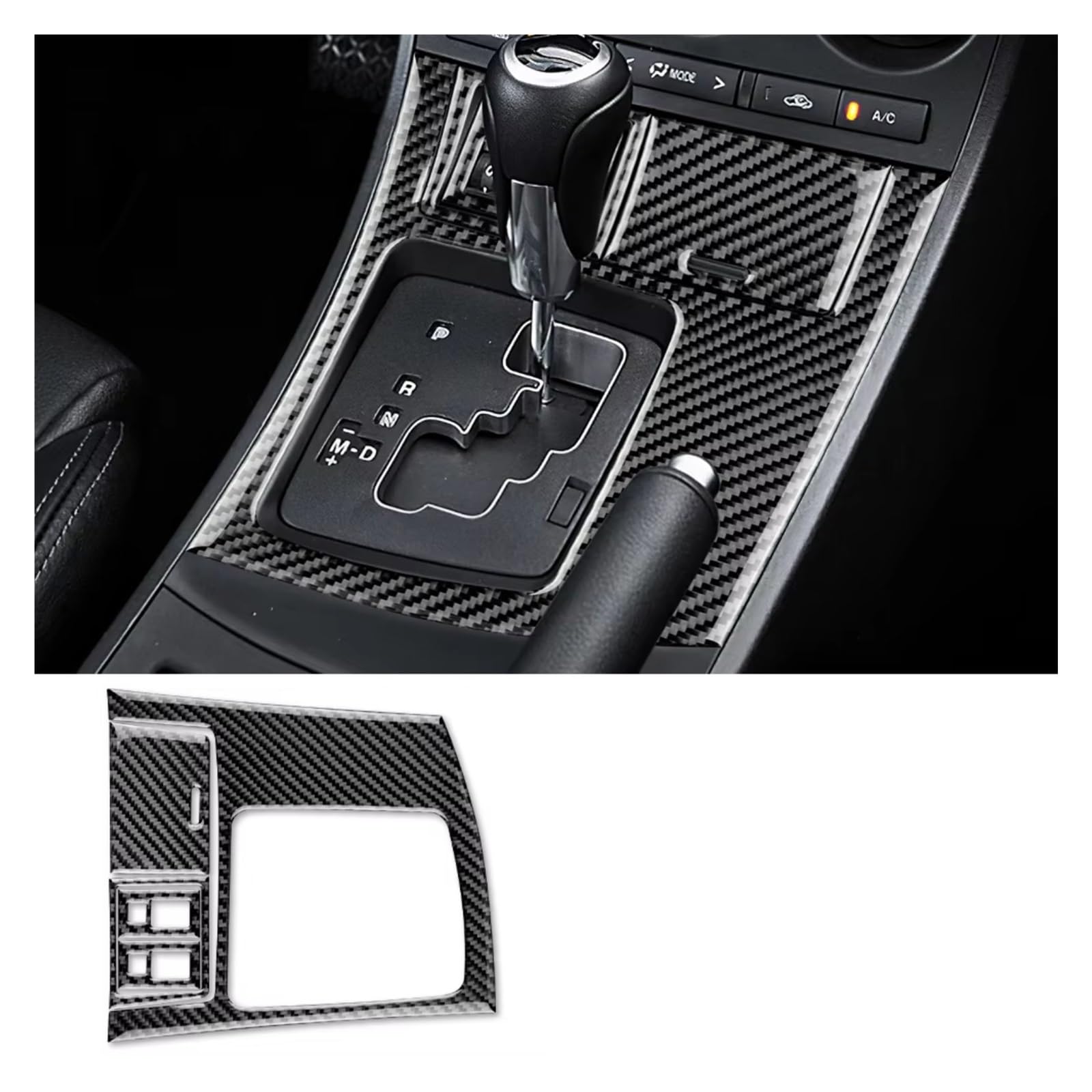 Innenzubehör Für Mazda 3 2010 2011 2012 2013 Innenausstattung Auto Styling Carbon Faser Auto Getriebe Shift Rahmen Panel Abdeckung Aufkleber Auto Innenform(A Black Carbon) von QILINGS