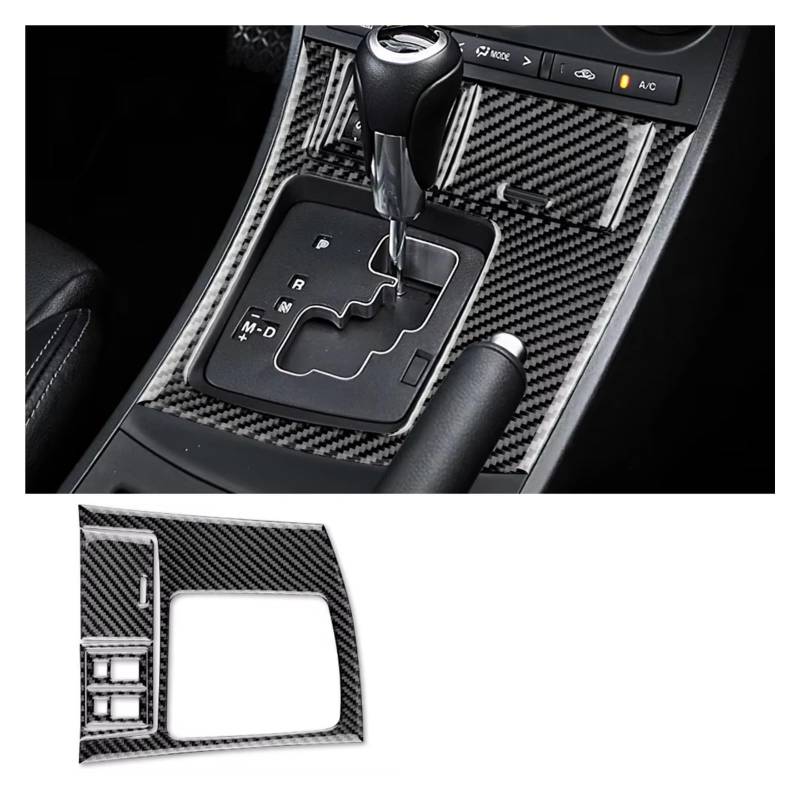 Innenzubehör Für Mazda 3 2010 2011 2012 2013 Innenausstattung Auto Styling Carbon Faser Auto Getriebe Shift Rahmen Panel Abdeckung Aufkleber Auto Innenform(A Black Carbon) von QILINGS