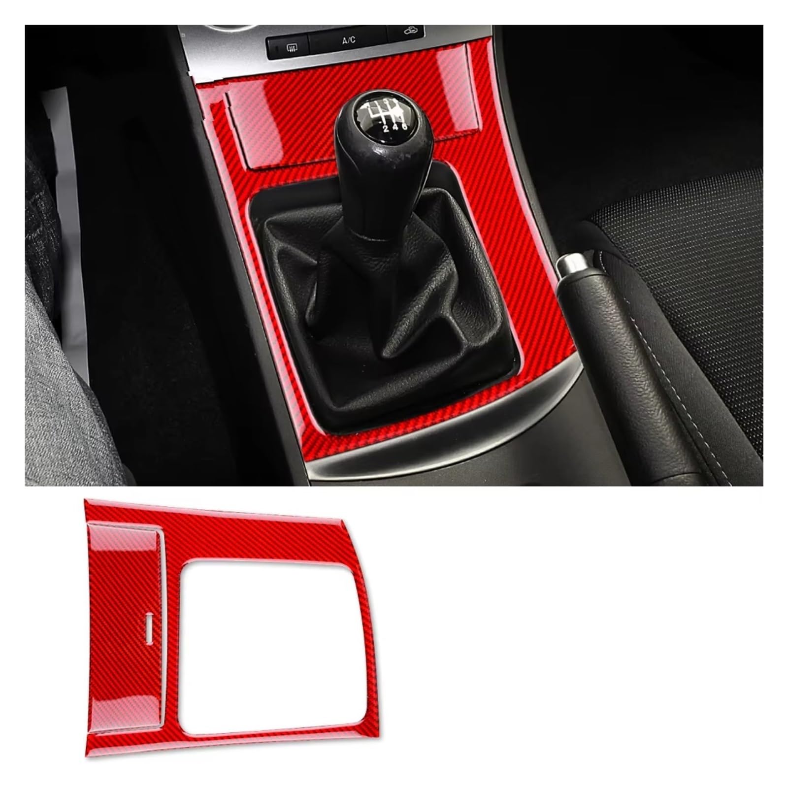 Innenzubehör Für Mazda 3 2010 2011 2012 2013 Innenausstattung Auto Styling Carbon Faser Auto Getriebe Shift Rahmen Panel Abdeckung Aufkleber Auto Innenform(D Red Carbon) von QILINGS