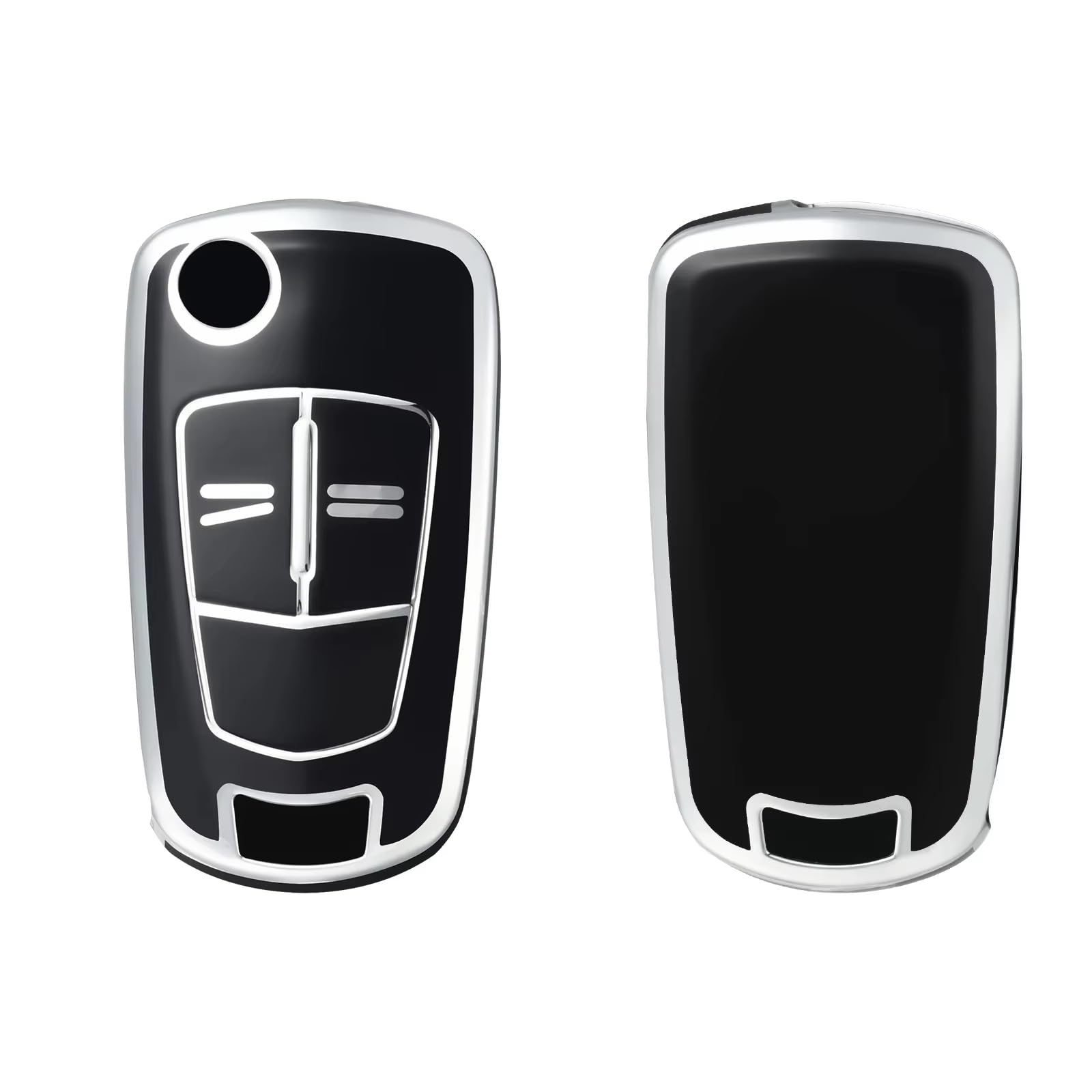 Innenzubehör Für Opel für Astra H für Corsa D für Vectra C für Zafira für Astra für Vectra für Signum Soft TPU Key Case Cover Schlüsselanhänger Auto Innenform(Black silver) von QILINGS