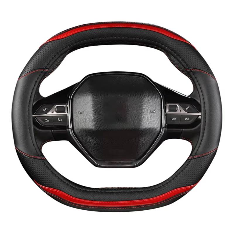 Innenzubehör Für Peugeot 3008 4008 5008 Auto Lenkrad Abdeckung Carbon Faser + PU Leder Auto Zubehör innen Auto Innenform(Red) von QILINGS