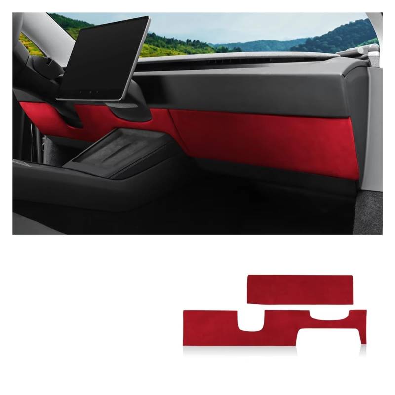 Innenzubehör Für Tesla für Modell 3 für Highland 2024-Up Dekor Auto Innen Wildleder Instrument Panel Trim Schutz Aufkleber Auto Innenform(4996 Upper 2pcs) von QILINGS