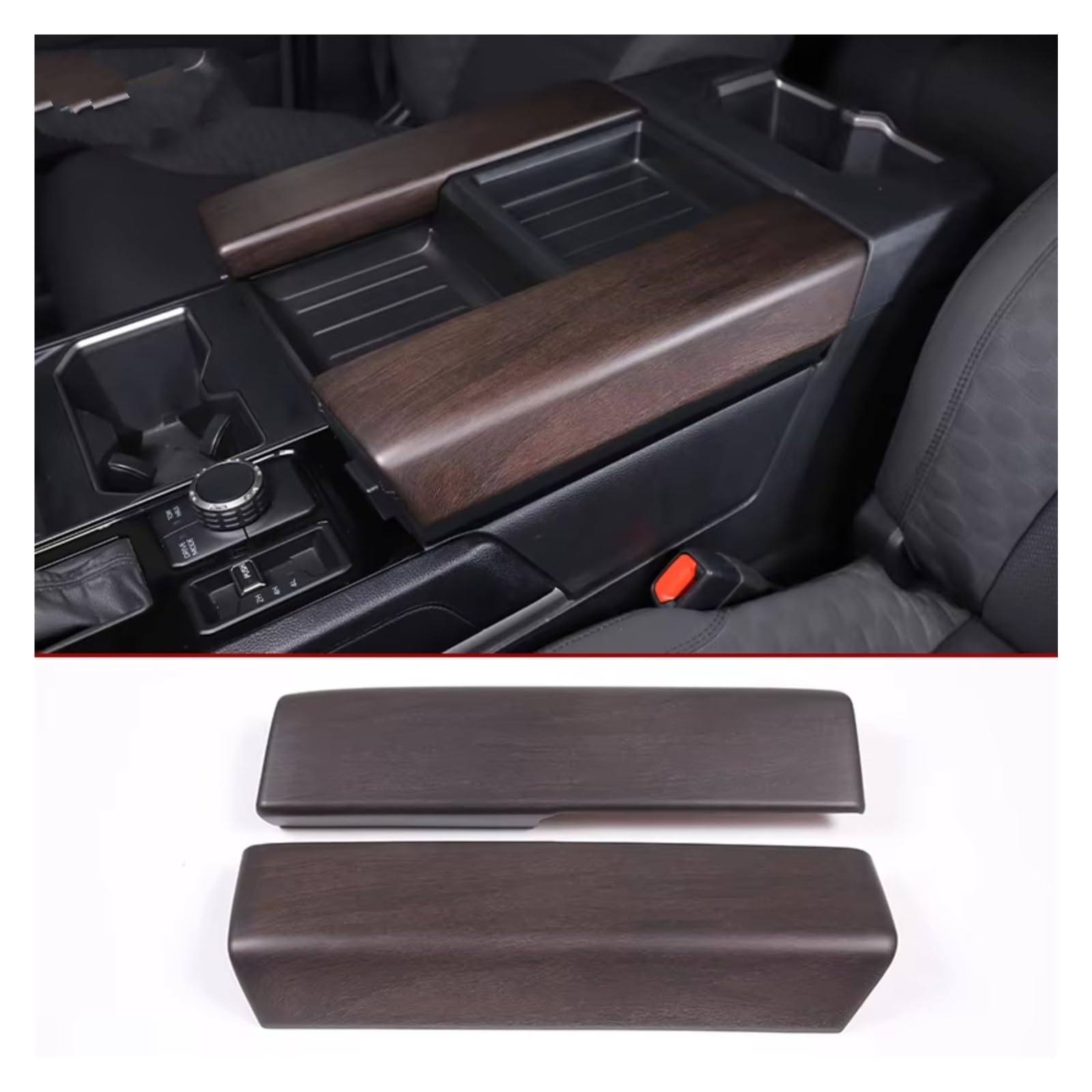 Innenzubehör Für Toyota Für Tundra Für Sequoia 2022 2023 ABS Auto Center Console Armlehne Box Schutzhülle Aufkleber Trim Auto Innenform(Oak Wood Grain) von QILINGS