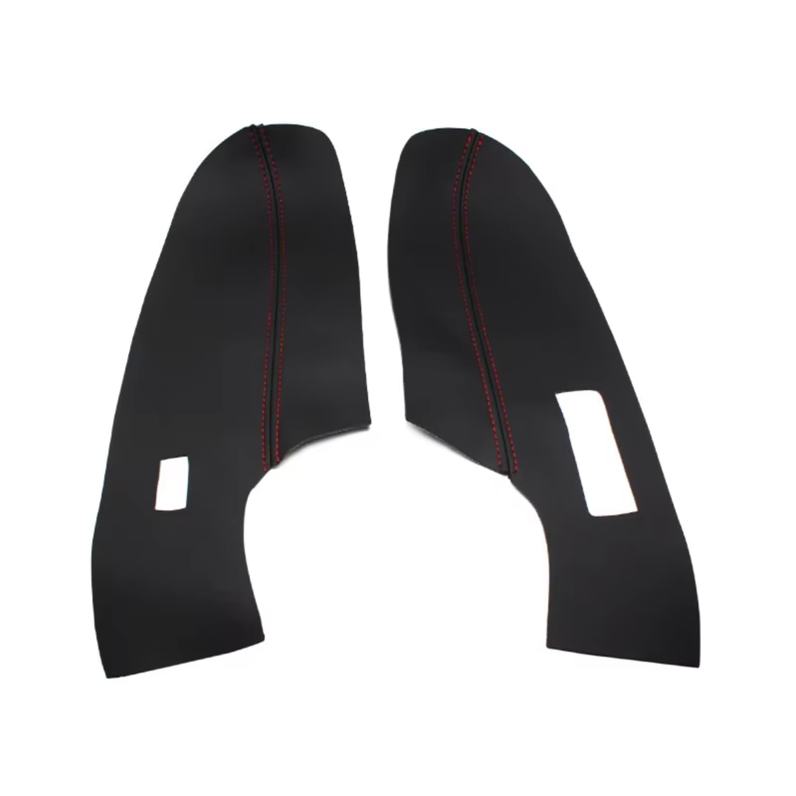 Innenzubehör Für VW Für Polo 2011-2016 Innentür Armlehne Panel Abdeckung Aufkleber Trim Nur Fließheck Leder Tür Panel Abdeckung Auto Innenform(Front Black-red) von QILINGS