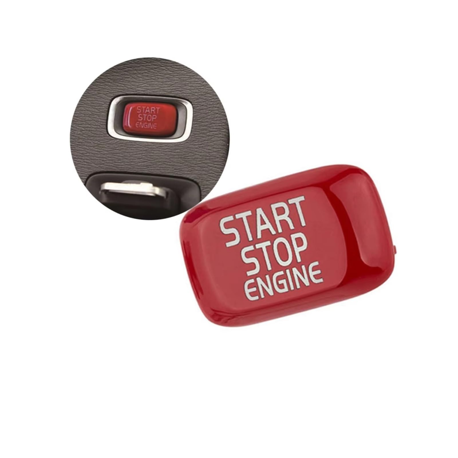 Innenzubehör Für Volvo V40 V60 S60 XC60 S80 V50 V70 XC70 Auto Motor Start Stop Schalter Taste Trim Aufkleber Auto Innenform(Red Start Cover) von QILINGS