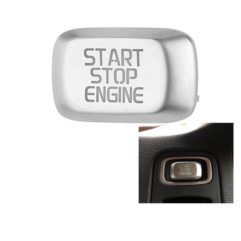 Innenzubehör Für Volvo V40 V60 S60 XC60 S80 V50 V70 XC70 Auto Motor Start Stop Schalter Taste Trim Aufkleber Auto Innenform(Silver Start Cover) von QILINGS