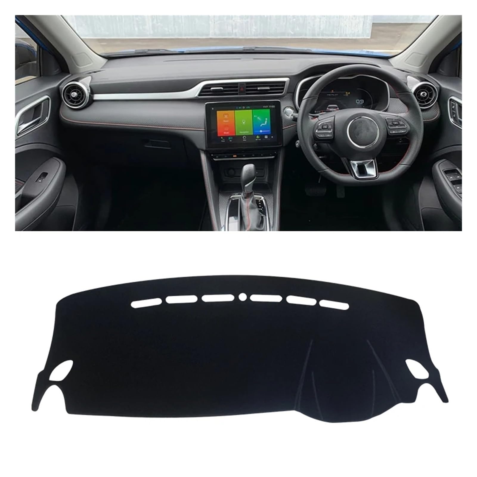 QILINGS Armaturenbrett Pad Teppich Für MG ZS EV 2017 2018 2019 2020 2021 2022 2023 Auto Dashboard Abdeckung Dash Matte Teppich Cape Sonnenschutz Dashmat Zubehör Teppich Dashmat(A RHD Black) von QILINGS