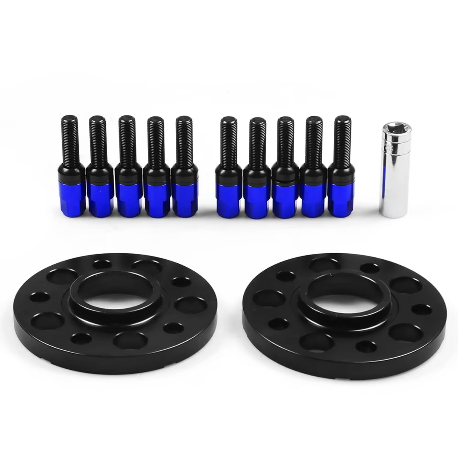 QILINGS Auto Distanzscheiben Für Q5 SQ5 mit Kugelbolzen TT102127 15 mm 66,6 mm 5 x 112 mm Nabenzentrierte Spurverbreiterungen M14 x 1,5 konische Bolzen Spurverbreiterungen(Blue Bolts) von QILINGS