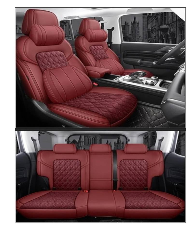 QILINGS Auto Sitzbezüge Für BYD Für Atto 3 Für Yuan Plus Für Song Plus F6 E6 F3 F6 F0 F3R S6 Leder Autositzbezug Sitzbezüge Auto(Wine RED LUX) von QILINGS