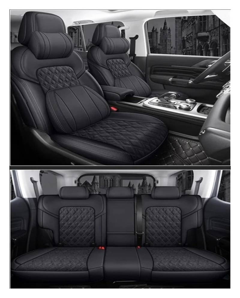 QILINGS Auto Sitzbezüge Für Evoque Für Range Für Rover Für Velar Für Sport Für Discovery 3 4 5 Für Sports Für Freelander 2 Für Defender Autositzbezug 5 Sitz Sitzbezüge Auto(Black LUX) von QILINGS