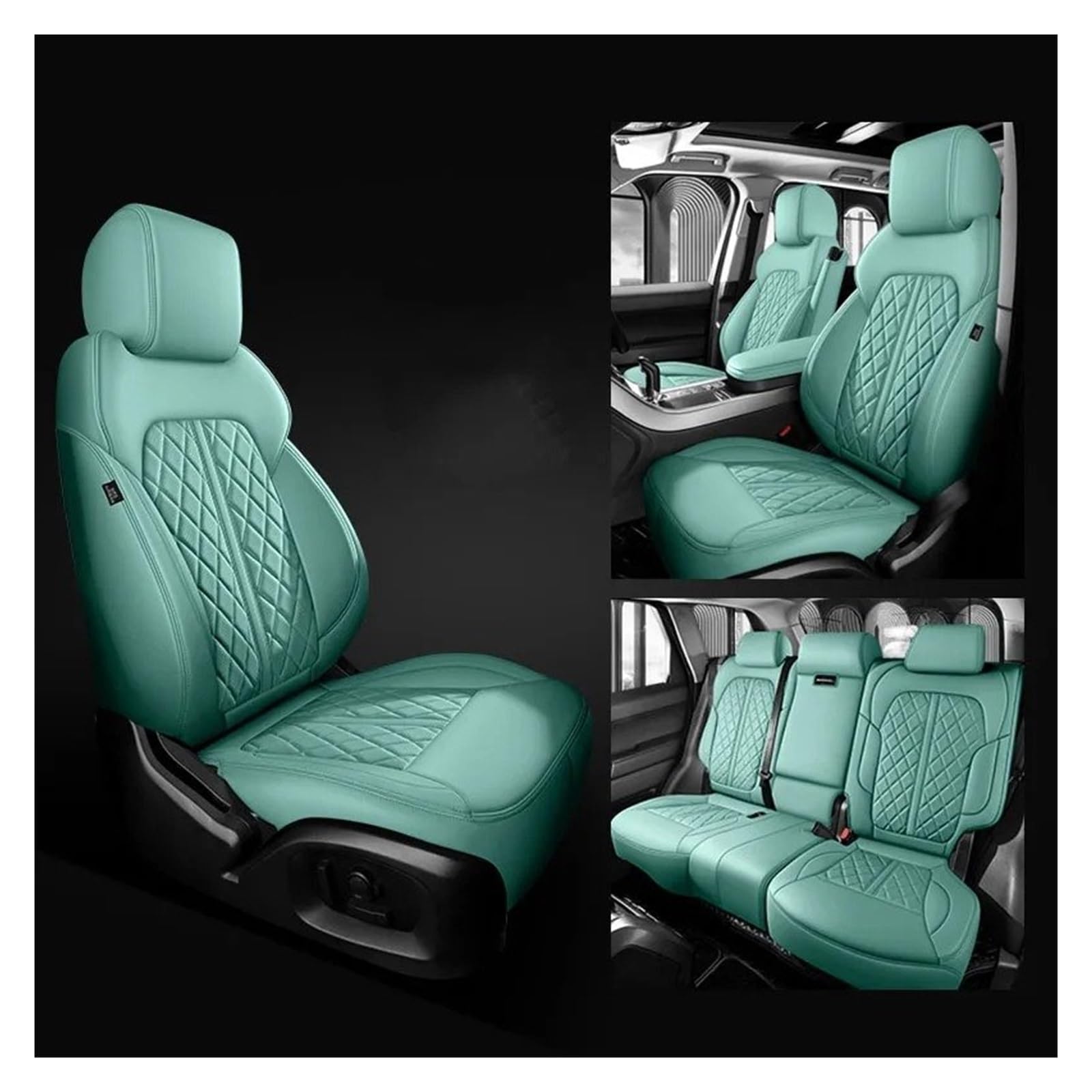 QILINGS Auto Sitzbezüge Für FIAT 500 2011-2014 Für Punto Für Bravo Für Linea Für Freemont Autositzbezüge Komplettset Leder Sitzbezüge Auto(L.Green) von QILINGS