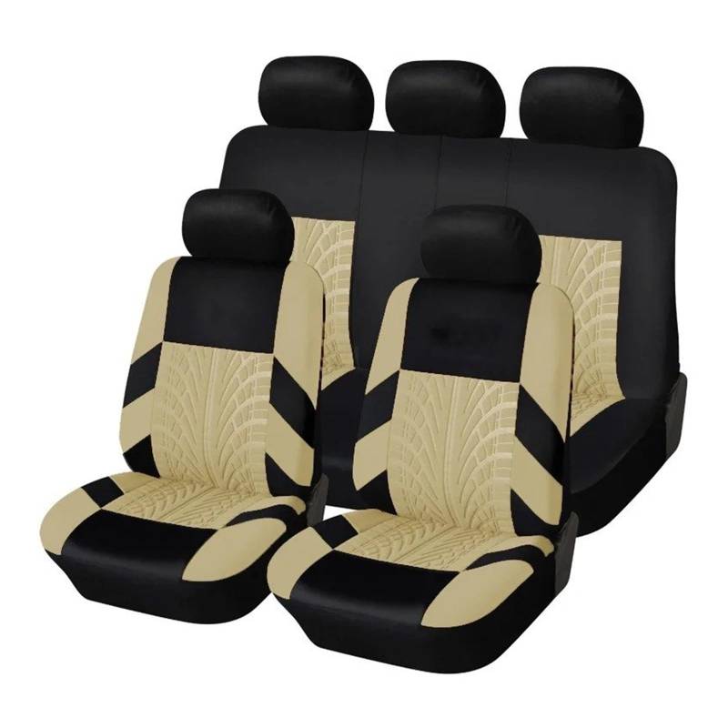 QILINGS Auto Sitzbezüge Für FIAT Für Strada Autositzbezüge Komplettset Universal Fit Sitzschoner Autozubehör Sitzbezüge Auto(BEIGE Full Set) von QILINGS